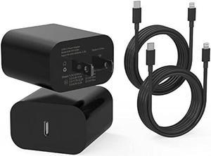 2 Pack Apple MFi Certified iPhone 14 13 Fast Charger 20W PD Adapter with 2 Pack 6FT Type C to Lightning Cable USB C Wall Charger for iPhone 14 1313 Mini13 Pro Max1211 Pro MaxXS MaxXS Black