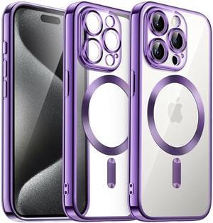 JETech Electroplated Case for iPhone 15 Pro Max 6.7-Inch, Camera Lens Full Protection, Compatible with MagSafe Wireless Charging, Shockproof Soft TPU Phone Cover (Purple)