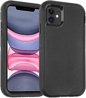 pdxox Heavy Duty Case for iPhone 11 3-Layer Military Protection Drop Protective Shockproof Full Body Protection Wireless Charging Tough Case for Apple iPhone 11 (No Screen Protector) (Black)