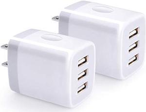 USB Wall Charger, Hootek 2Pack Wall Plug 3-Port USB Charging Station 3.1A Power Adapter Multi Port Quick Charger Block Cube for iPhone 15 14 13 12 11 Pro XS MAX 8 Plus,iPad,Samsung Galaxy S23 S22 S21