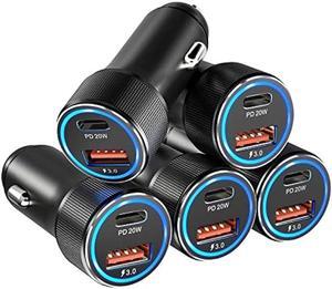 USB C Car Charger 5 Pack, Bangfun 36W Dual Port PD&QC 3.0 Fast Charging 12V Car Charger Adapter Cigarette Lighter USB Charger Plug Compatible iPhone 15 14 13 12 11 Pro Max SE,iPad,Samsung,Pixel(Black)