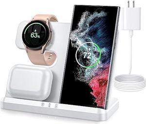 Wireless Charging Station for Samsung SWIO 3 in 1 Fast Charger Dock for Galaxy Watch 5 Pro543Active 2Galaxy S23 S22 S22 S21 S20 Ultra FENote 20 10 9 Z Flip Fold 4 3 2 Buds2ProLive
