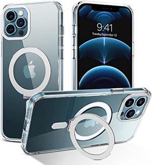 DUEDUE for iPhone 12 Case, iPhone 12 Pro Magnetic Case with Invisible Stand [Compatible with Magsafe], Clear Protective Cover Slim Transparent Shockproof Phone Case for iPhone 12/12 Pro 6.1, Clear