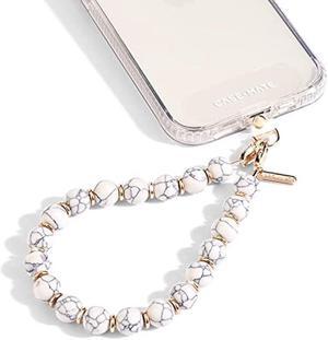 Case-Mate Phone Charm with Beaded Marble - Detachable Phone Lanyard - Hands-Free Wrist Strap - Adjustable Phone Strap Grip for Women - iPhone 15 Pro Max/ 14 Pro Max/ 13 Pro Max/ 12- White Marble