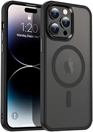 Magnetic Case for iPhone 15 Pro Max [Compatible with Magsafe] for Wireless Charging and Magnetic Accesories. Translucent Matte Slim Shockproof Phone Cover (Black)