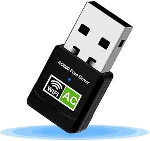AC600 USB WiFi Adapter for PC, Driver Free Wireless Network Adapter for Desktop Laptop, 5G/2.4G Dual Band High Speed Mini WiFi Dongle Stick, Compatible with Windows 11/10/8.1/8/7/XP/Vista