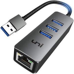 USB 3.0 to Ethernet Adapter, uni [High-Speed Gigabit] Network Hub, 4-in-1 Multiport Hub, Aluminum Shell USB-A to RJ45 Port Converter Compatible with iMac, PC, Chromebook Laptops, and More