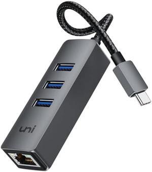 uni USB C Ethernet Adapter, USB C HUB Ethernet 1Gbps with USB 3.0 [Driver Free] for Hard Drive Keyboard Mouse, Compatible with MacBook Pro/Air, iPad Pro/Air, iMac, Chromebook, Galaxy, XPS etc