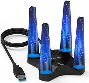 USB WiFi Adapter for Desktop PC, AC1900 WiFi Adapter Dual Band Wireless Network Adapter with 2.4GHz/5GHz High Gain Antennas, MU-MIMO, Supports Windows 11/10/8.1/8/7, XP, Mac OS 10.7-10.15