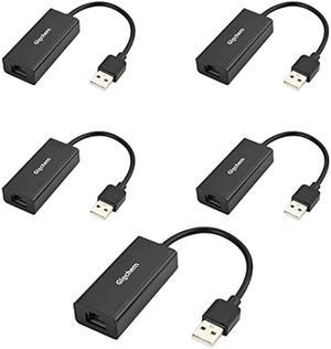 Giochem [5-Pack] USB 2.0 to ethernet Adapter USB to RJ45 Adapter Supporting 10/100 Mbps Ethernet Network for Window/Mac OS, Surface Pro/Linux