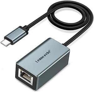 USB C to Ethernet Adapter, Lemorele Type-C (Thunderbolt 3) to RJ45 Gigabit Ethernet, Aluminum Portable LAN Network Adapter for MacBook Pro/Air, iPad Pro/Mini, iMac, Surface Pro, Chromebook, Dell XPS
