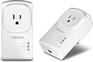 TRENDnet Powerline 500 AV Nano Adapter Kit With Built-In Outlet, Power Outlet Pass-Through, Includes 2 x TPL-407E Adapters, Plug & Play, Ideal For Smart TVs, Gaming, White, TPL-407E2K