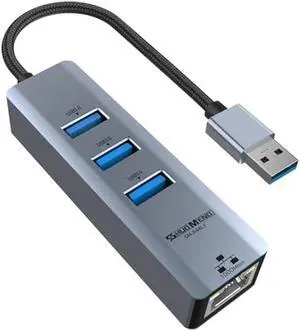 USB to Ethernet Adapter, USB Ethernet Adapter for Laptop Shuomeng USB RJ45 Hub with 3*USB 3.0 Gigabit 1000/100/10 Mbps Support Windows, Mac OS, Surface Pro, Linux, XPS, Smart TV, and More