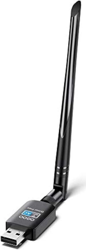 QGOO WiFi Adapter ac600MbpsWireless USB Adapter 2.4GHz/5GHz Dual Band 802.11 ac Network LAN Card for Desktop Laptop PC Support Windows 11/10/8.1/8/7/XP/Vista/Mac OS10.9-10.15 (Black-2)