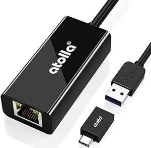 USB to Ethernet Adapter, atolla USB 3.0/Type-C to Ethernet Gigabit Ethernet LAN Network Adapter, Compatible for MacBook Pro/Air, Dell XPS and More