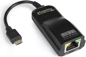 Plugable USB 2.0 OTG Micro-B to 100Mbps Fast Ethernet Adapter Compatible with Windows Tablets, Raspberry Pi Zero, and Some Android Devices (ASIX AX88772A chipset).