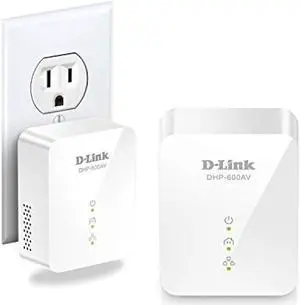 D-Link Powerline Adapter Starter Kit Ethernet Over Power Gigabit AV2 Up to 1000Mbps MIMO Internet Network Wall Plug In (DHP-601AV)