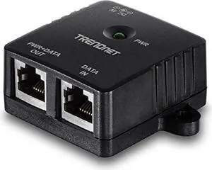 TRENDnet Gigabit Power Over Ethernet Injector, Full Duplex Gigabit Speeds, 1 x Gigabit Ethernet Port, 1 x PoE Gigabit Ethernet Port, Network Devices Up To 100M (328 ft), 15.4W, Black, TPE-113GI