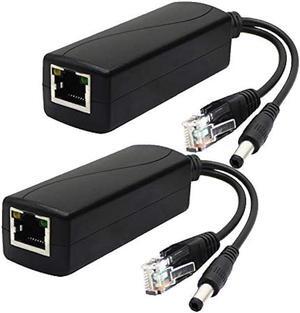 ANVISION 2-Pack Active 12V PoE Splitter Adapter, Plug 5.5mm x 2.5mm, IEEE 802.3af Compliant 10/100Mbps, for IP Camera AP Voip Phone and More