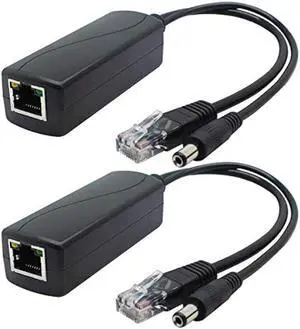 ANVISION 2-Pack Gigabit PoE Splitter, 48V to 12V 2A Ethernet Adapter, for Security Camera, AP, Voip and More, AV-PS12-G