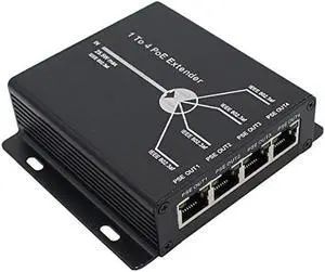 POE Extender RJ45 4-Port 10/100M IEEE802.3at (Power-in) to IEEE802.3af (Power-Out) for Ethernet/PoE Power AP, IP Camera, IP Telephone and Other Network equipments