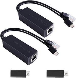 Active PoE Splitter Power Over Ethernet 48V to 5V 2.4A Micro USB Plug for  RPi B/B+/2/3
