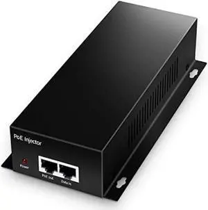 YuLinca Gigabit PoE+ Injector, 60W 802.3af/at/bt, 1000Mbps, Plug & Play, Desktop/Wall-Mount Metal, Distance Up to 100 Meters (328 ft.)