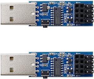 Stemedu 2PCS USB to ESP8266 Adapter Module ESP-01 Prog ESP-01S Programmer Downloader CH340C Driver with Reset Button, Easy to use