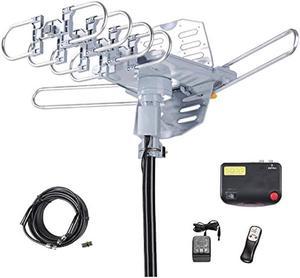 McDuory Amplified Digital Outdoor HDTV Antenna 150 Miles Long Range - 360 Degree Rotation Infrared Control - Tools Free Installation - Support 2 TVs