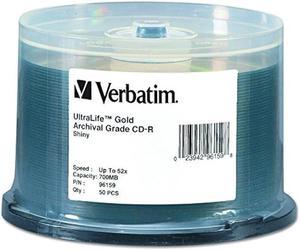 Verbatim CD-R 700MB 52X UltraLife Gold Archival Grade - Branded Surface & Hard Coat - 50pk Spindle
