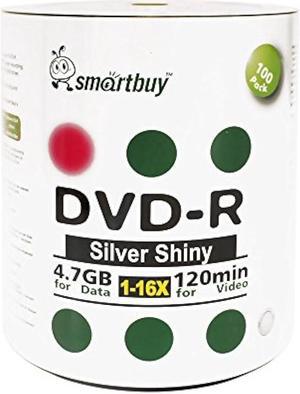 Smartbuy 100-disc 4.7gb/120min 16x DVD-R Shiny Silver Blank Data Recordable Media Disc