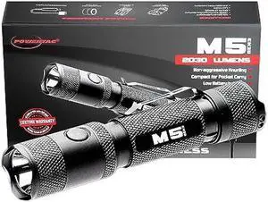 PowerTac M5 GEN3 - The Crescent Wrench of Tactical LED Rechargeable Flashlights. Intense 2030 Lumens, 330M Throw with Ample Fill for Closer Distances, Enhanced Magnetic Charging