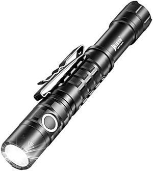 WUBEN T2 AA Flashlights 550 Lumens, EDC Flashlight, Dual Switch Pocket Flashlight, Tactical Flashlight 5 Modes, IP68 Waterproof Flashlight for Outdoor Camping, Hiking, Survival Emergency Backup