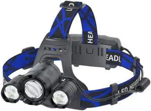 Headlamp Rechargeable 6000 Lumens Super Brightest 4 Modes Head Lamp for Adults Zoom Waterproof Headlight 90°Angle Adjustable Head Lights for Outdoor Camping Hunting Running Hiking(Blue)