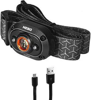 NEBO MYCRO USB 400 LUMEN Rechargeable, Adjustable LED Headlamp & Cap, Bright Spot Light For Camping, Hiking, Caving, Fishing with Adjustable Headstrap and Cap Clip, IPX4 water resistant