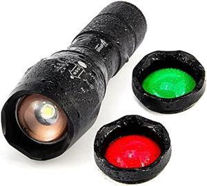 ULTRAFIRE A100 Tactical LED 18650 Flashlight,800 Lumen Hunting Handheld Flashlight Focusable 3 Colors Exchange Glass Lens (Generate RED or Green Light)
