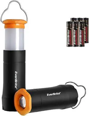 EverBrite 2-in-1 Mini Lanterns and Flashlights with 3 Modes, 2 Pack Portable Outdoor LED Zoomable Torches, AAA Batteries Included - for Hurricane Supplie Camping, Hiking, Night Walking, Emergency