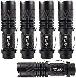 ULTRAFIRE 5 Pack SK68 Tactical and Small Flashlights,7w 3-Mode Pocket Torch Adjustable Focus Zoom Light Lamp