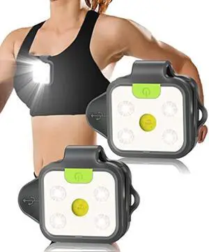 Molrebe 2Pack Running Lights, 4 Modes Reflective Clip-on Running Flashlights for Runners Lightweight Rechargeable, LED Safety Light for Jogger Camping Hiking Running Outdoor Adventure