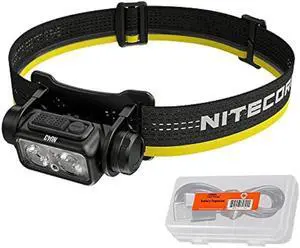 Nitecore NU43 Rechargeable Headlamp, 1400 lumens USB-C Bright Lightweight for Camping, Running or Working, with Spotlight, Floodlight, Red Light and Lumentac Organizer