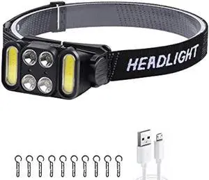 Headlamp Rechargeable, Motion Sensor 1000 Lumen Super Bright Head Lamps Outdoor LED Rechargeable, IPX4 Waterproof Headlamp for Night Walking, Running, Hiking & Outdoor Camping Gear, Black