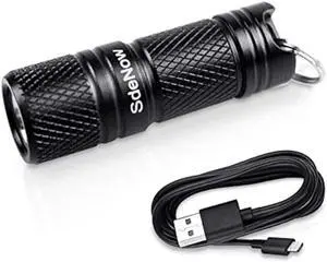SdeNow Upgraded 200 Lumen Tiny Rechargeable LED Keychain Light Pocket EDC Torch with Battery and USB Cable