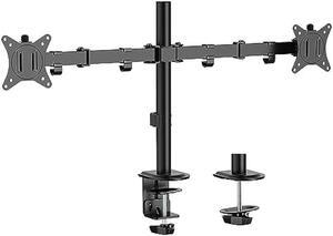 Mount-It! Dual Monitor Desk Mount, Dual Monitor Arm Fits 2 Monitors max. 32 / 19.8 lbs, Full Motion Adjustment Monitor Mount with C-Clamp and Grommet, Swivel, Tilt, Rotation, VESA 75 & 100, Black