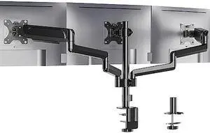 WALI Triple Monitor Mount, 3 Monitor Stand Desk Mount with Premium Gas Spring Arm for Screens up to 27 inch, Mounting Holes 75x75 or 100x100 mm (GSDM003), Black