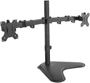 Mount-It! Dual Monitor Stand | Double Monitor Desk Stand Fits Two x 21 22 23 24 27 28 30 32 Inch Computer Screens | Freestanding Base | 2 Heavy Duty Full Motion Adjustable Arms | VESA Compatible