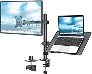 MOUNT PRO Computer Monitor and Laptop Desk Mount Combo, Height Adjustable Monitor Stand fits 13'' to 32 LCD Computer Screen, Notebook Up to 17'', with Clamp/Grommet Mounting Base, Holds Up to 17.6lbs