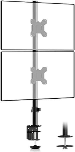 suptek Dual LED LCD Monitor Stand up Desk Mount for 2 / Two Screens up to 27 inch Extra Tall 31.5 Pole Heavy Duty Fully Adjustable Stand Vertical Array (MD6802)