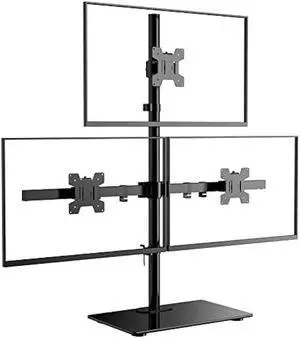 WALI Triple Monitor Stand, Height Adjustable Free-Standing Monitor Desk Mount, fits 3 Computer Screens up to 27 Inch, Holds up to 22lbs per Arm (GMF003)