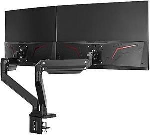 AVLT Dual 13-43 Monitor Arm Desk Mount fits Two Flat/Curved Monitor Full Motion Height Swivel Tilt Rotation Adjustable Monitor Arm - Black/VESA/C-Clamp/Grommet/Cable Management