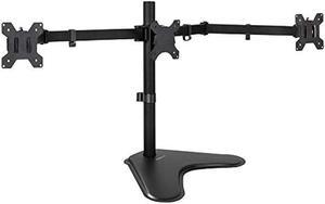 Mount-It! Triple Monitor Stand | 3 Monitor Stand Fits 19 20 21 22 23 24 Inch Computer Screens | Free Standing Base | Three Heavy Duty Full Motion Adjustable Arms | VESA Compatible